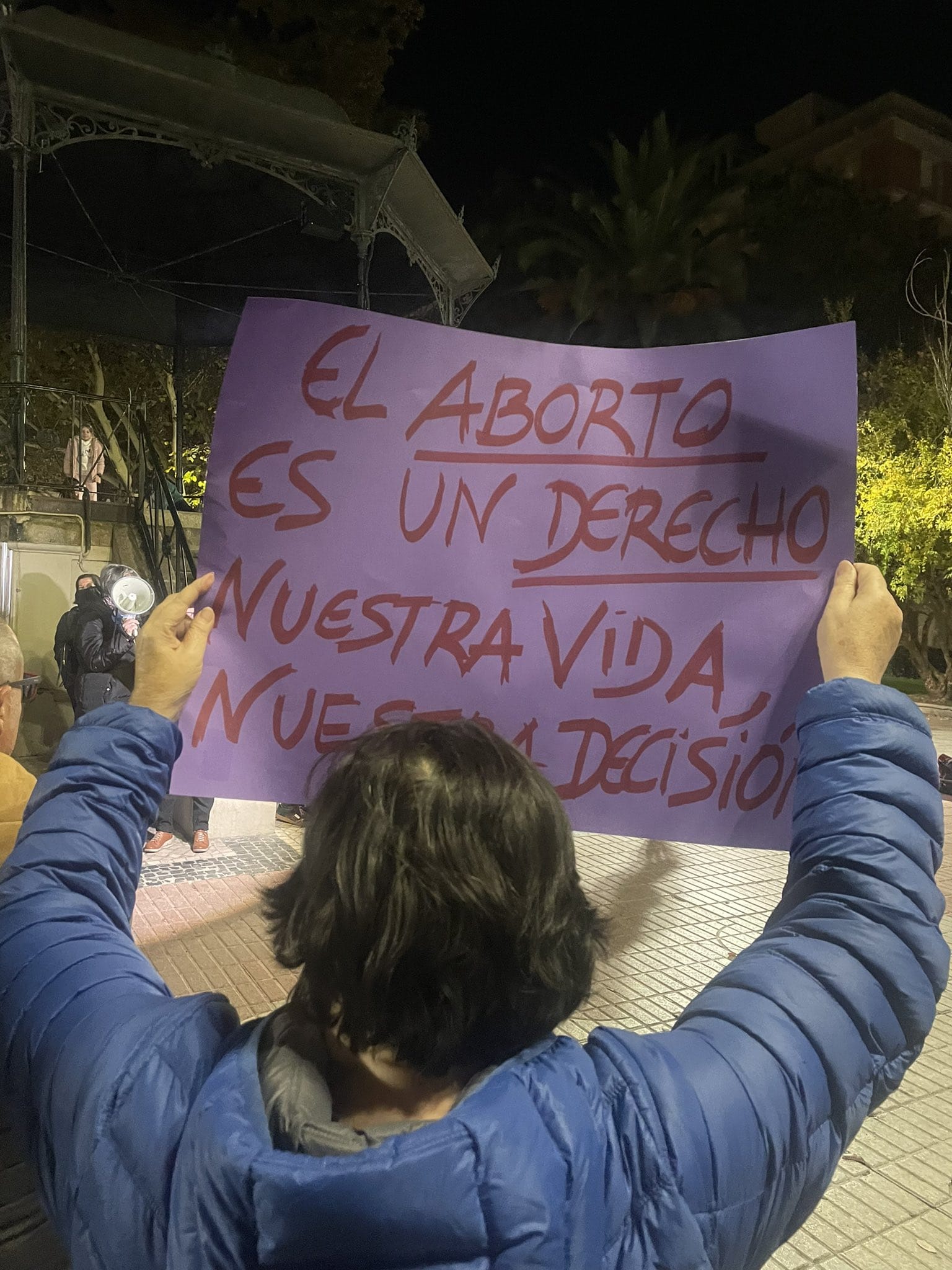 cartel en manifestacion de derecho al aborto